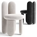 Modern Accent Chair with White Black Velvet Upholstery and Cylindrical Legs Design