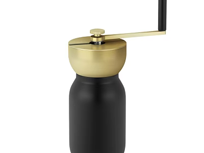 Manual Kitchen Grinder With Gold Top And Black Body For Home Use 3d model