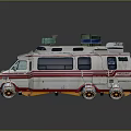 Custom White Camper Van With Red Stripes Solar Panels And Illuminated Wheels