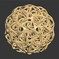 Golden Hollow Decorative Ornament Set with Interlaced Structure Modern Metallic Home Decor Piece