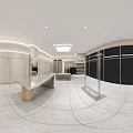 Bright Modern Clothing Store Interior With Fitting Rooms Clothing Racks And Cashier Counter