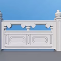 Elegant White Stone Carved Railing With Decorative Pillars And Intricate Patterns 3d model