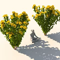 Heart Shaped Plants With Lush Green Leaves And Vibrant Yellow Flowers Near Meditating Figure