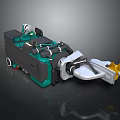 Green And Gray Industrial Mechanical Equipment With Robotic Arm And Tools