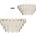 Elegant Modern White Leaf Shaped Chandeliers With Layered Decorative Design 3d model