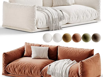Modern Two Seater Sofa With Multiple Color Options Pillows And Blanket 3d model