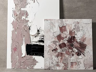 Abstract Paintings With Textured Brushstrokes In Pink White Black And Brown Tones 3d model