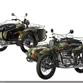 Camouflage Military Style Motorcycle With Sidecar Luggage Rack Black Seats And Headlight