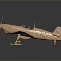 Detailed Copper Vintage Fighter Aircraft Model with Propeller on Dark Background