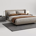 Modern Double Bed Interior With Bedside Tables Table Lamps And Neutral Linen 3d model