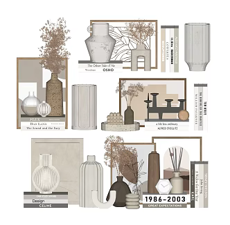 Modern Ornaments Combination Decorations Ornaments Furnishings Vase Books 3d model