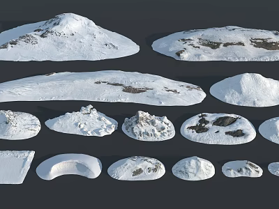 Natural Landscape Featuring Various Snow Covered Hill And Mountain Shapes With Rocky Areas 3d model