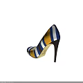 Stylish Striped High Heels with Blue Yellow White and Brown Color Patterns