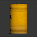 Yellow Radioactive Barrel With Black Radiation Symbol On Dark Background