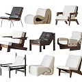Modern Leisure Chairs With Diverse Designs Wooden Frames And Upholstered Seats
