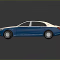 Modern Blue And White Luxury Sedan With Black Roof And Shiny Reflection