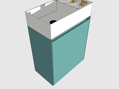 Modern Bathroom Vanity With White Countertop And Teal Cabinet Design 3d model