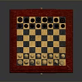 Red Wooden Chess Table With Black And White Pieces On Pedestal Stand
