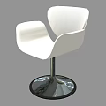 Modern White Leisure Chair With Curved Backrest And Chrome Swivel Metal Base