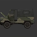 Vintage Green Camouflage Off Road Vehicle With Open Hood And Visible Engine