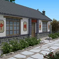 Traditional Chinese Garden Landscape With Gray Tiled Roofs White Walls And Stone Courtyard