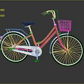 Pink City Bicycle With Brown Seat Front Wire Basket And White Spokes