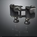 Vintage Metallic Binoculars With Dual Tubes Connecting Bridge And Base Knobs Design 3d model