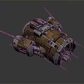 Sci Fi Mechanical Space Module With Metallic Antennas Green Lights And Control Panels