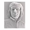 Wall Decor Portrait of Man with Beret Long Hair Beard and Zip Jacket