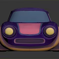 Cartoon Style Purple Pink Gradient Car 3D Render with Vibrant Colors and Headlights