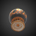Ancient Greek Amphora With Black And Orange Figural Motifs And Twin Handles