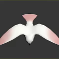 White Bird Flying With Pink Wing Tips Against Gray Background And Reflection 3d model