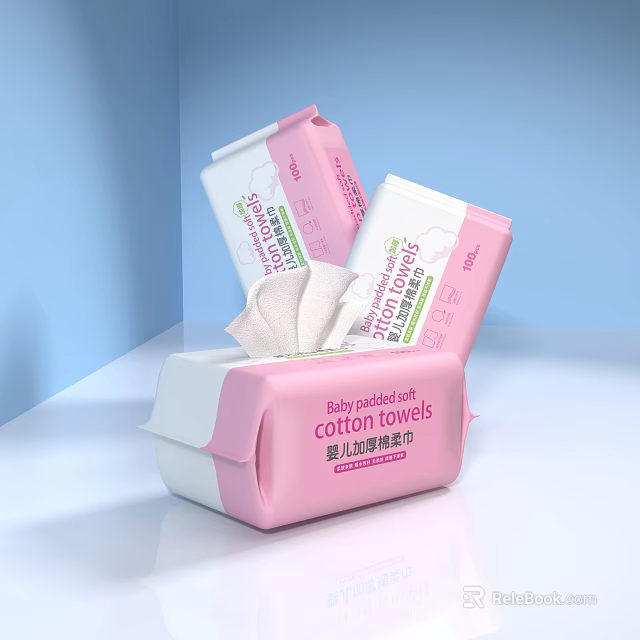 Baby Soft Touch Thick Cotton Towels Ideal for Daily Gentle Care 3d model 