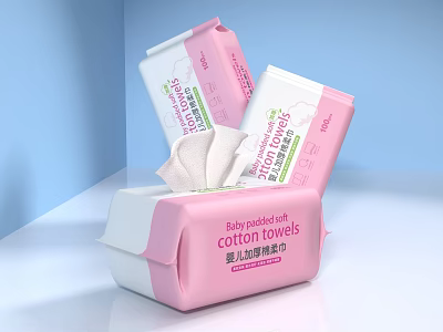 Baby Soft Touch Thick Cotton Towels Ideal for Daily Gentle Care 3d model