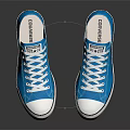 Blue Canvas Casual Sneakers with White Laces Soles Toe Caps and Label on Tongue