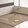 Natural Woven Square Rug with Open Book and Green Plant on Wooden Floor