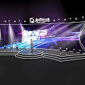 Modern Stage Design With Purple Lighting Effects Large Screens And Performer