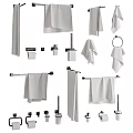 Various Soft Towels with Bathroom Racks Rings Hooks and Hanging Accessories