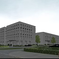 Modern Industrial Park With Office Buildings Green Spaces
