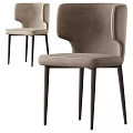 Modern Upholstered Dining Chairs With Curved Backrest And Slim Metal Legs