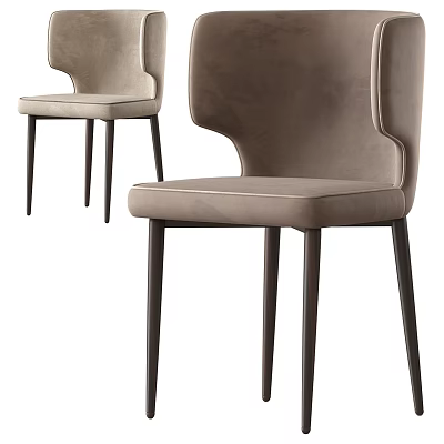 Modern Upholstered Dining Chairs With Curved Backrest And Slim Metal Legs 3d model