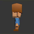 3D Cartoon Man Model With Orange Hair Blue Shirt Orange Pants And Reflection