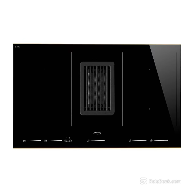 Sleek Black Glass Kitchen Range Hood With Ventilation Grille And Control Panel 3d model 