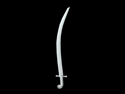 White Scimitar Weapon Isolated on Black Background with Curved Blade Design 3d model