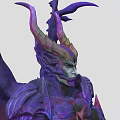 Game Movie Demonic Character With Purple Body Large Wings Horns And Muscular Build