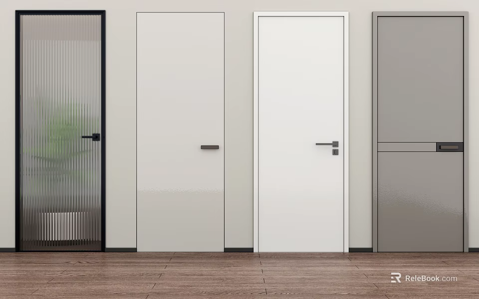 Modern Interior Swing Doors With Various Simple Designs And Color Options 3d model