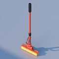 Red Pole Mop With Black Handle And Yellow Head For Home Floor Cleaning
