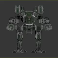 Green Battle Mecha Robot With Heavy Armor Multiple Weapons And Mechanical Structure 3d model