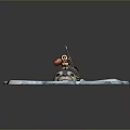 Adorable Baby Seal On Ice Blocks In Blue Water With Little Hat Figure