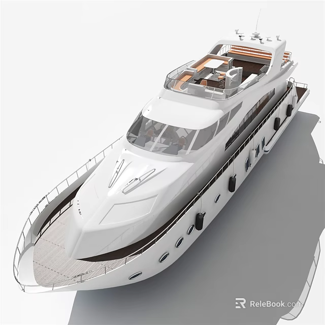 Modern White Luxury Yacht With Spacious Deck And Stylish Design 3d model 